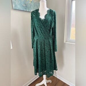 Missmay Green Lace Long Sleeve Dress XL | Retro, Goth Grunge Elegant Party